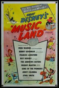 m428 MUSIC LAND one-sheet movie poster '55 cool Donald Duck cartoon!