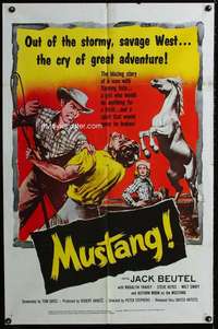 m429 MUSTANG one-sheet movie poster '59 Jack Buetel, untamed horse fury!