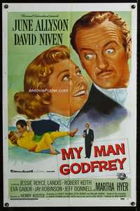 m433 MY MAN GODFREY one-sheet movie poster '57 June Allyson, David Niven