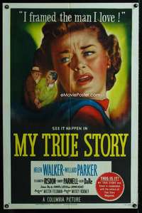 m434 MY TRUE STORY one-sheet movie poster '51 framed by a dame, cool image!