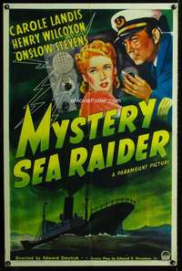 m436 MYSTERY SEA RAIDER one-sheet movie poster '40 Carole Landis, Wilcoxon