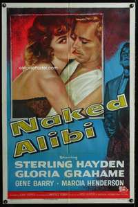 m437 NAKED ALIBI one-sheet movie poster '54 Gloria Grahame, Sterling Hayden