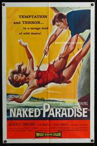m440 NAKED PARADISE one-sheet movie poster '57 Beverly Garland hooked!