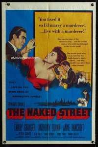 m443 NAKED STREET one-sheet movie poster '55 Farley Granger, Anne Bancroft