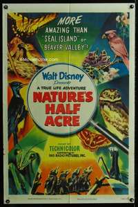 m448 NATURE'S HALF ACRE one-sheet movie poster '51 Walt Disney True Life!