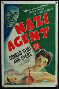 m450 NAZI AGENT one-sheet movie poster '42 Conrad Veidt, Jules Dassin