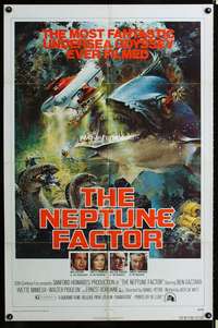 m453 NEPTUNE FACTOR one-sheet movie poster '73 John Berkey giant fish art!