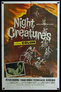 m464 NIGHT CREATURES one-sheet movie poster '62 Hammer, Peter Cushing
