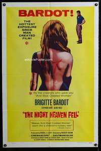 m466 NIGHT HEAVEN FELL one-sheet movie poster '58 hottest Brigitte Bardot!