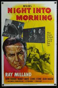 m467 NIGHT INTO MORNING one-sheet movie poster '51 alcoholic Ray Milland!