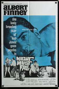 m468 NIGHT MUST FALL one-sheet movie poster '64 psycho Albert Finney!