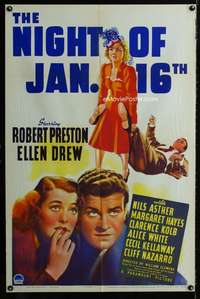 m469 NIGHT OF JANUARY 16th one-sheet movie poster '41 Ayn Rand play!