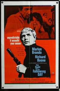 m470 NIGHT OF THE FOLLOWING DAY one-sheet movie poster '69 Brando, Boone