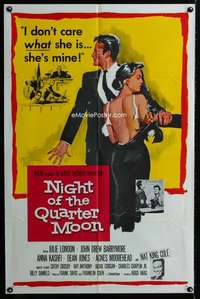 m474 NIGHT OF THE QUARTER MOON one-sheet movie poster '59 Julie London