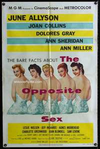 m490 OPPOSITE SEX one-sheet movie poster '56 really wacky sexy image!