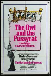 m498 OWL & THE PUSSYCAT one-sheet movie poster '71 sexy Barbra Streisand!