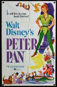 m516 PETER PAN one-sheet movie poster R58 Walt Disney classic!