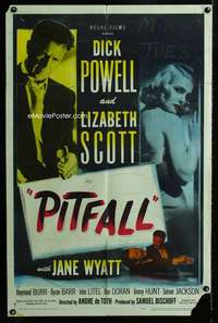 m529 PITFALL one-sheet movie poster '48 Dick Powell, Lizabeth Scott