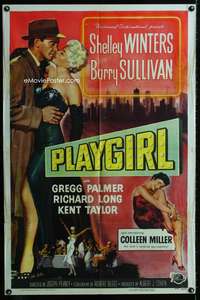 m534 PLAYGIRL one-sheet movie poster '54 Shelley Winters, Barry Sullivan