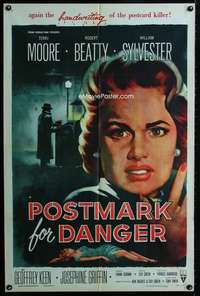 m549 POSTMARK FOR DANGER one-sheet movie poster '55 art of Terry Moore!