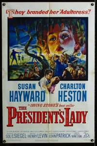 m551 PRESIDENT'S LADY one-sheet movie poster '53 Susan Hayward, Heston