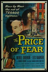 m552 PRICE OF FEAR one-sheet movie poster '56 Merle Oberon, Lex Barker
