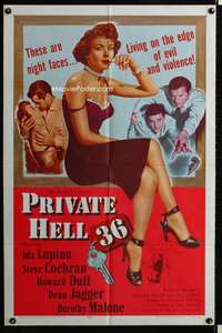 m560 PRIVATE HELL 36 one-sheet movie poster '54 Ida Lupino, Don Siegel