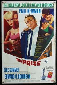 m561 PRIZE one-sheet movie poster '63 Paul Newman, sexy Elke Sommer!