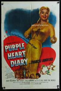 m567 PURPLE HEART DIARY one-sheet movie poster '51 sexy Frances Langford!