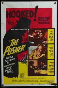 m568 PUSHER one-sheet movie poster '59 Harold Robbins early drug movie!