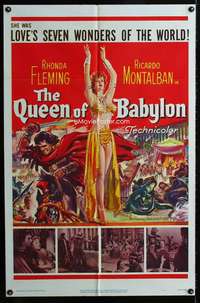 m570 QUEEN OF BABYLON one-sheet movie poster '56 sexy Rhonda Fleming!