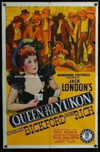m573 QUEEN OF THE YUKON one-sheet movie poster '40 Jack London, gambling!