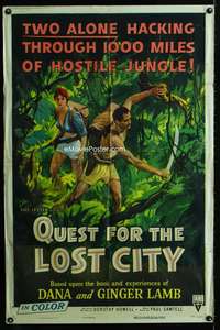 m575 QUEST FOR THE LOST CITY one-sheet movie poster '54 wild Mayan jungle!