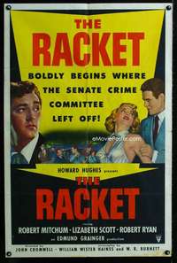 m579 RACKET one-sheet movie poster '51 Lizabeth Scott, Robert Mitchum
