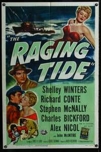 m581 RAGING TIDE one-sheet movie poster '51 sexy bad girl Shelley Winters!