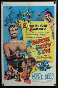 m584 RAIDERS OF THE SEVEN SEAS one-sheet movie poster '53 John Payne