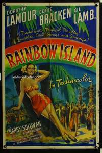 m585 RAINBOW ISLAND one-sheet movie poster '44 sexy Dorothy Lamour!