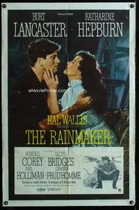 m586 RAINMAKER one-sheet movie poster '56 Burt Lancaster, Kate Hepburn