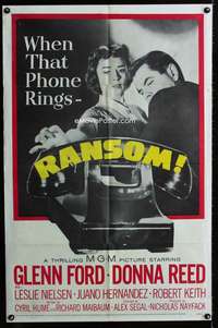 m587 RANSOM one-sheet movie poster '56 Glenn Ford, Donna Reed