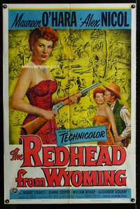 m592 REDHEAD FROM WYOMING one-sheet movie poster '53 sexy Maureen O'Hara!