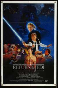 m595 RETURN OF THE JEDI style B one-sheet movie poster '83 George Lucas