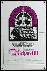 m597 RICHARD III one-sheet movie poster R60s Laurence Olivier, Shakespeare