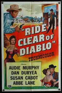 m598 RIDE CLEAR OF DIABLO one-sheet movie poster '54 Audie Murphy, Duryea