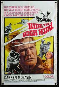 m599 RIDE THE HIGH WIND one-sheet movie poster '65 McGavin, African Gold!