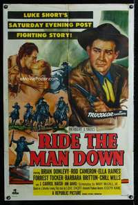 m600 RIDE THE MAN DOWN one-sheet movie poster '52 Brian Donlevy, Cameron