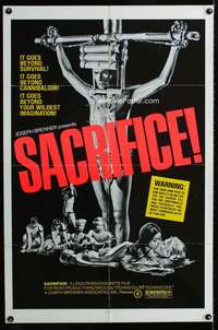 m605 SACRIFICE one-sheet movie poster '73 Umberto Lenzi cannibalism!