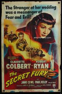 m610 SECRET FURY one-sheet movie poster '50 Claudette Colbert, Robert Ryan