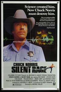 m618 SILENT RAGE one-sheet movie poster '82 wild Chuck Norris sci-fi!