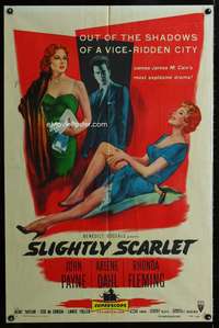 m622 SLIGHTLY SCARLET one-sheet movie poster '56 James M. Cain, Fleming