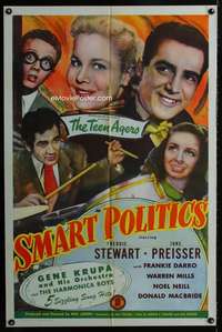 m623 SMART POLITICS one-sheet movie poster '48 Gene Krupa, Noel Neill